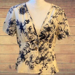 Jeuvre Ruched Puffed Sleeve Cinch Waisted Top